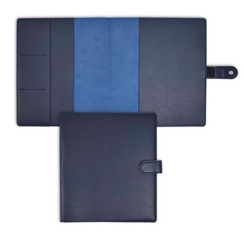 Eleven Discs™ Premium Faux Leather Discbound Notebook Folio Cover with Multiple Pockets and Secure Button Clasp - Notebook Not Included (Junior Size, Navy Blue) - Image 1