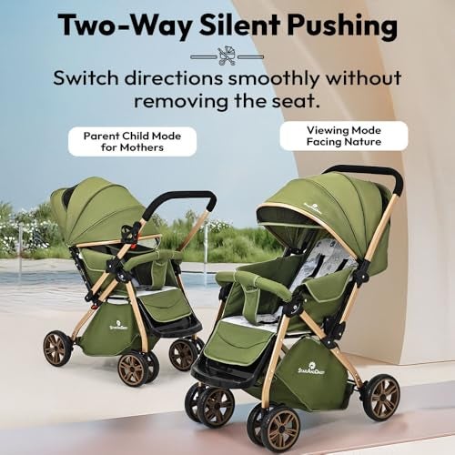 StarAndDaisy Foldable Baby Stroller for 0-3 years Infant & Toddler / Travel Pram for Baby with 360° Swivel Lockable Front Wheels , Multi-Level Recline & Adjustable Footrest, Removable Tray , Safety Harness Belt -Grey - Image 2