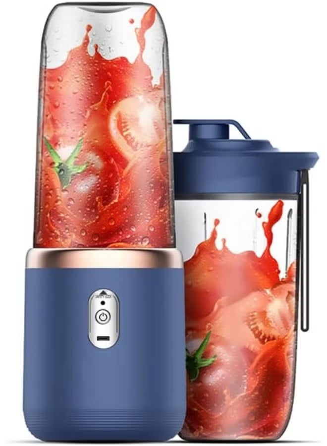 Portable Blender Mini Fresh Juice Mixer USB Rechargeable, 6 Blades Personal Size Blender for Smoothies, Shakes & Juices 400ml, Electric Fruit Juicer for Travel, Gym & Home - Random