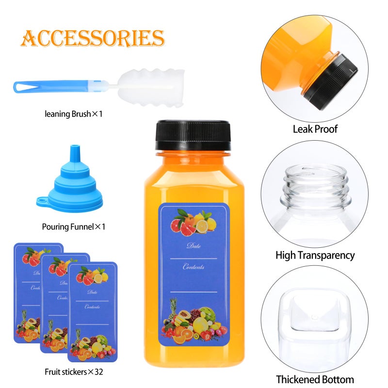 Flrolove 25 Pack 8oz Plastic Juice Bottles with Caps,Clear Drink Containers with Lids,Reusable Clear Bulk Beverage Containers for Juice, Smoothies, Ginger, Tea, Coffee and Other Beverages - Image 3
