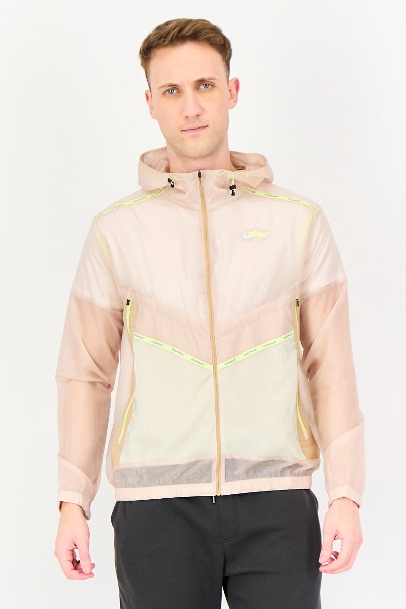 Nike Men Sportswear Fit Running Hooded Jacket, Light Peach - Image 1