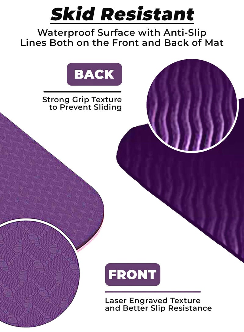 Better Me TPE Yoga Exercise Pilates Workout Mat XL | Alignment Line Thick Textured Non-Slip Yoga Mat with Bag - Image 5