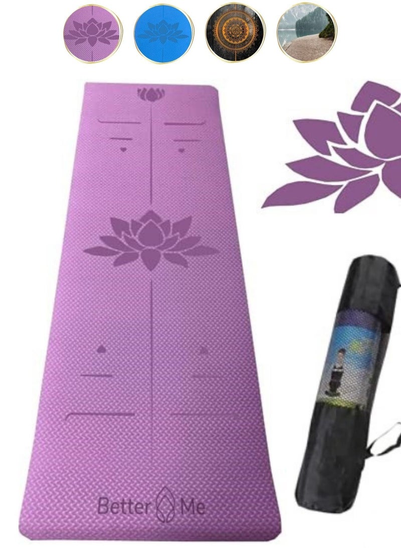 Better Me TPE Yoga Exercise Pilates Workout Mat XL | Alignment Line Thick Textured Non-Slip Yoga Mat with Bag - Image 1