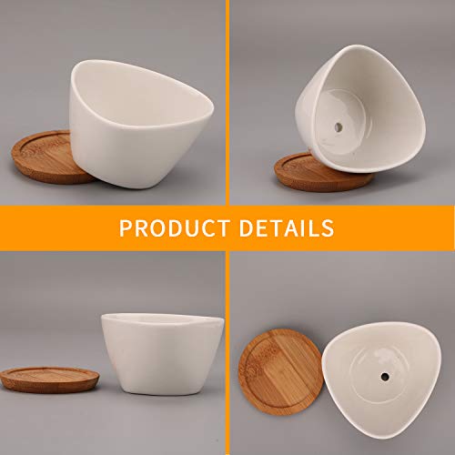 Brajttt Succluent Pots ，Small Flower Pots Planter Pots with Drinage,Ceramic Flowers Pots with Bamboo Tray for Cactus(12 Pack) - Image 3