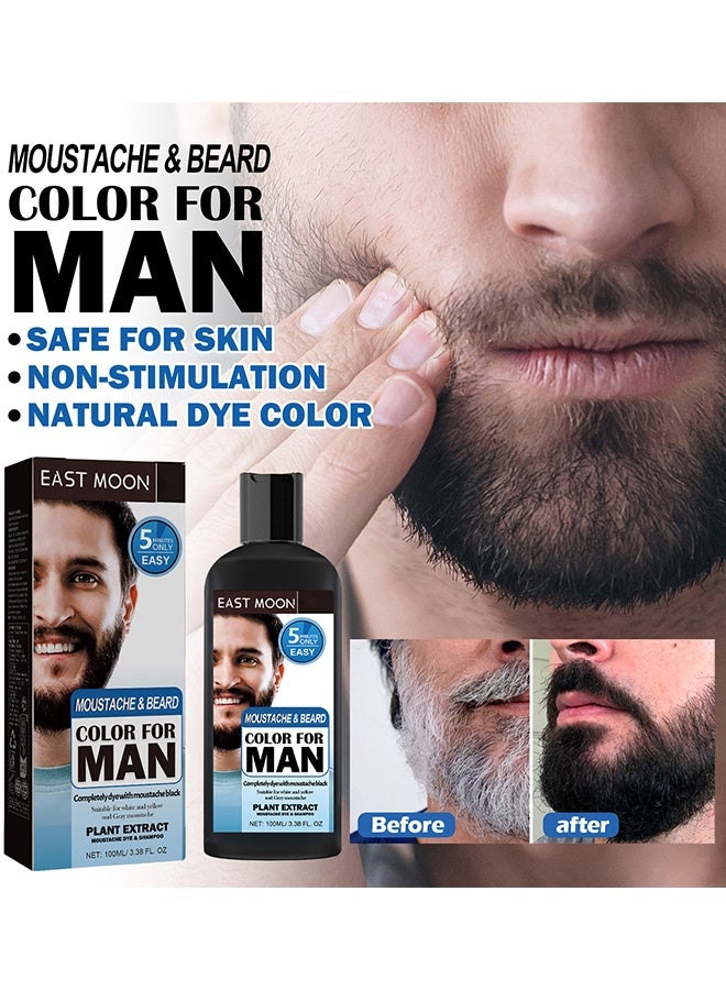 East Moon Moustache & Beard Color For Man - Black Beard Dye for Men, Instant Coloring, Darkening Sideburns, Mustache, and Facial Hair Grooming  - Image 2