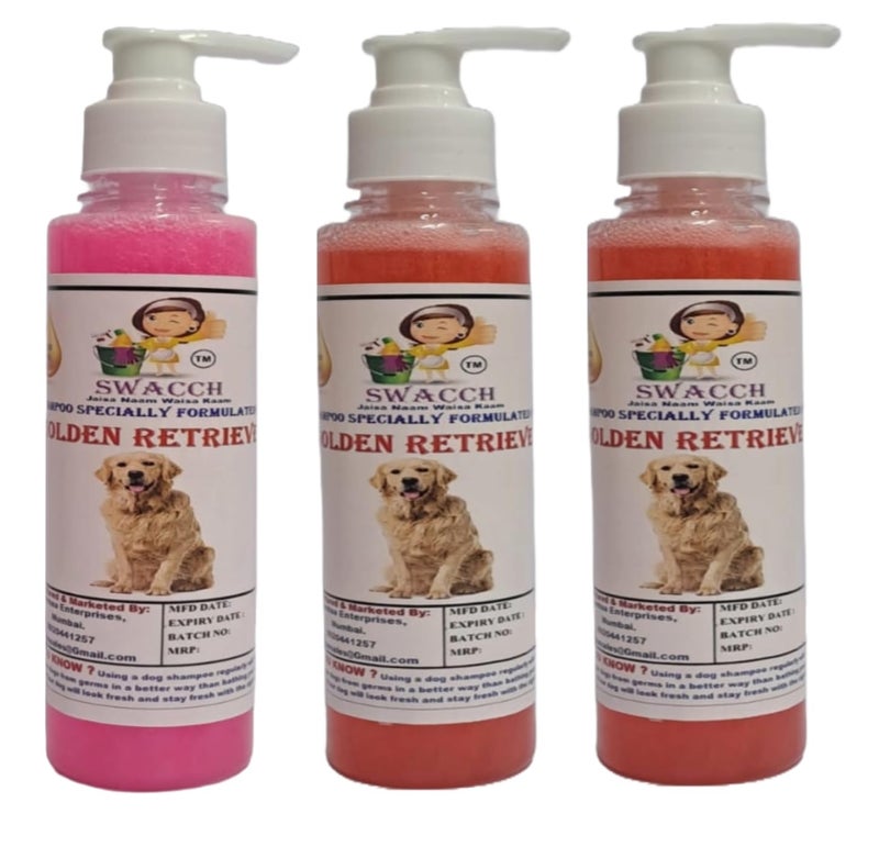 SWACCH Premium Shampoo for Golden Retriever 200MLCombo Pack of 3 Rose Jasmine Strawberry - Image 1