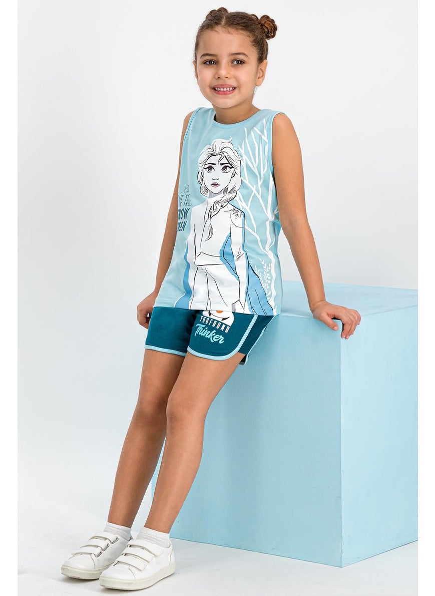 Disney FROZEN - Licensed Baby Blue Girls Shorts Set  - Image 1