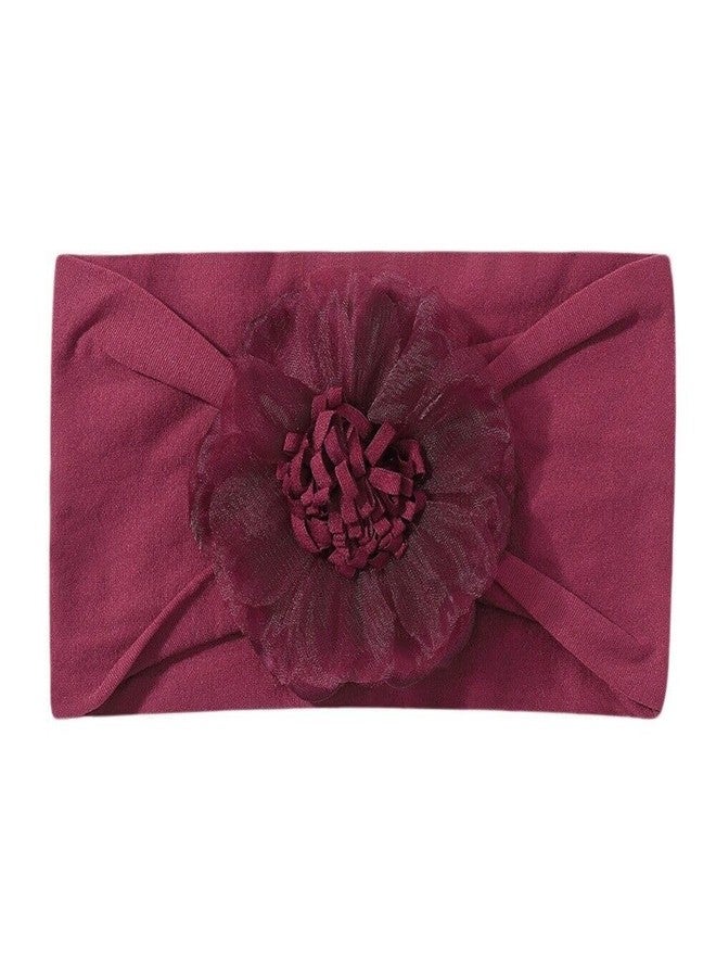 ECLATE ACCESSORIES Baby Girls Top Flower Headwrap Stretchy Silky Headbands Set 4 Pcs for Infant Toddlers (Chiffon Flower 4pcs) - Image 3