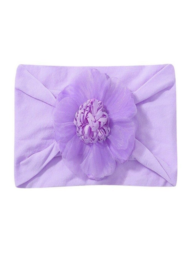 ECLATE ACCESSORIES Baby Girls Top Flower Headwrap Stretchy Silky Headbands Set 4 Pcs for Infant Toddlers (Chiffon Flower 4pcs) - Image 2
