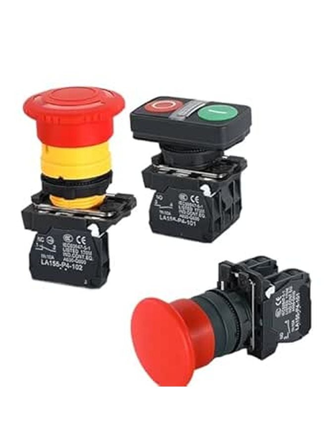 XB4 Emergency Stop Push Button Switch 22mm 1NO1NC 10A 220V White LED - Image 1