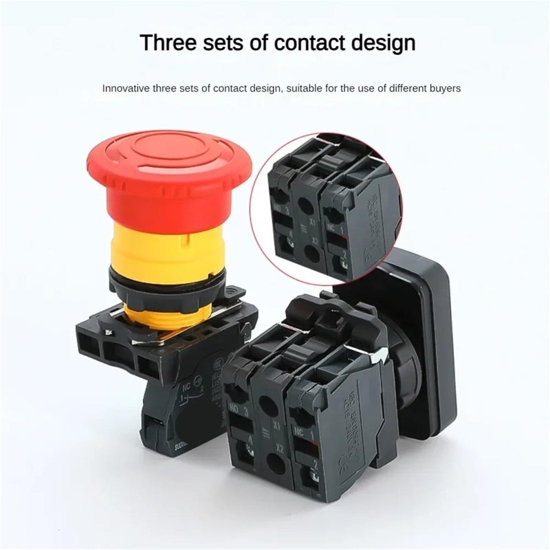 XB4 Emergency Stop Push Button Switch 22mm 1NO1NC 10A 220V White LED - Image 4