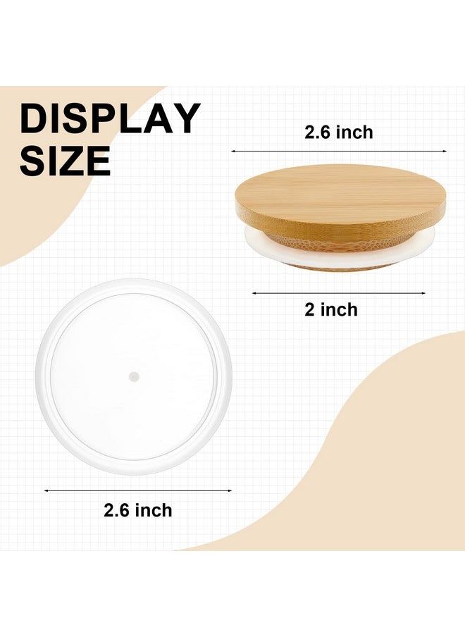Tessco 40 Pcs Yogurt Jar Lids Set 20 Bamboo Lids with Silicone Sealing Rings 20 Pcs Plastic Yogurt Container Lids Clear Food Storage Replacement Lids Covers Compatible with Oui Yogurt Jars