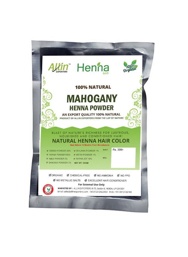 Allin Exporters Henna Hair Color 100% Organic And Chemical Free Henna For Hair Color 60G X 4 Mahogany 