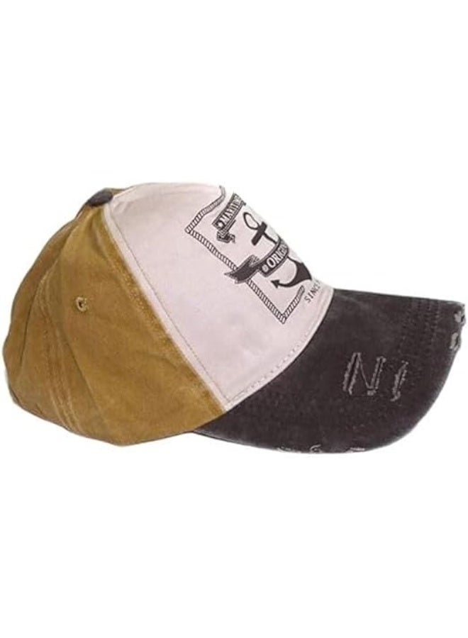 Sun Hat | Vintage Washed Cotton Cap with Nautical Anchor Design – 100% Cotton Headwear for Men & Women | Classic & Trendy Summer Fashion Accessory