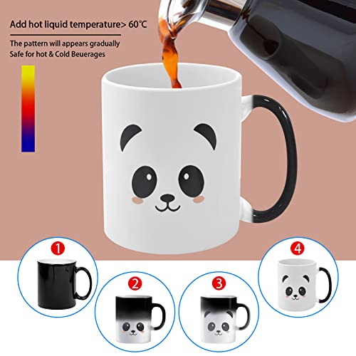 Caliamary Heat Changing Mug, Funny Panda Color Changing Ceramic Coffee Mug,11 oz Heat Sensitive Magic Cup Xmas Gift for Mom Sisters Girlfriends Friends, Cute Birthday Christmas Gift for Women Men Kids - Image 2