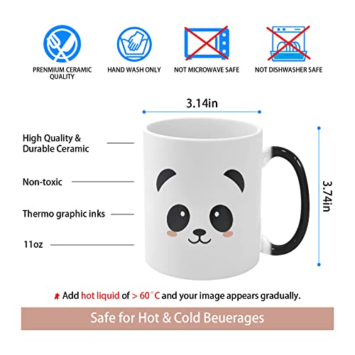 Caliamary Heat Changing Mug, Funny Panda Color Changing Ceramic Coffee Mug,11 oz Heat Sensitive Magic Cup Xmas Gift for Mom Sisters Girlfriends Friends, Cute Birthday Christmas Gift for Women Men Kids - Image 5