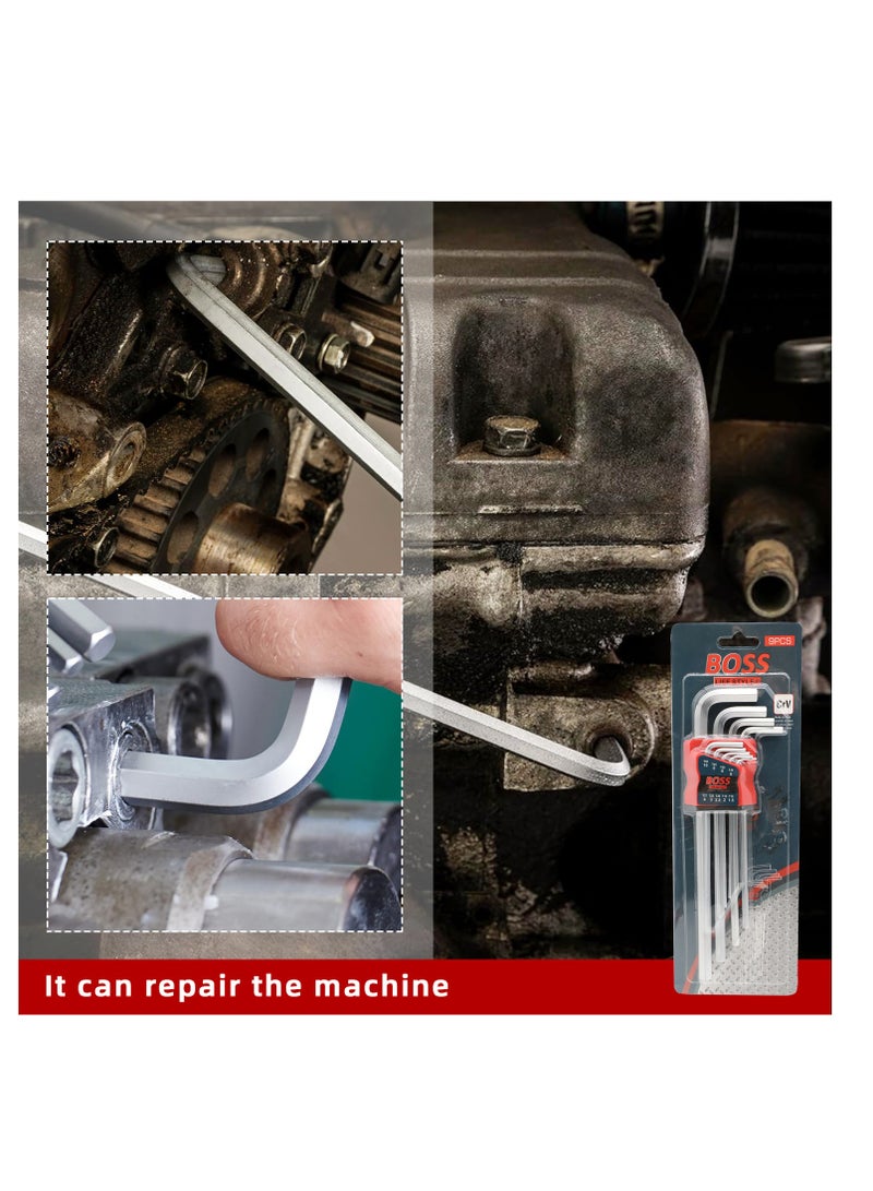 بوس_لايف_ستايل مفتاح سداسي، مجموعة مفاتيح ألين سداسية، مجموعة مفاتيح سداسية - 9 قطع مع حامل، مفتاح L مع 9 قطع ذراع طويل طرف مسطح (1.5 مم - 10 مم)، عبوة واحدة تتضمن 9 قطع مع حامل - Image 5