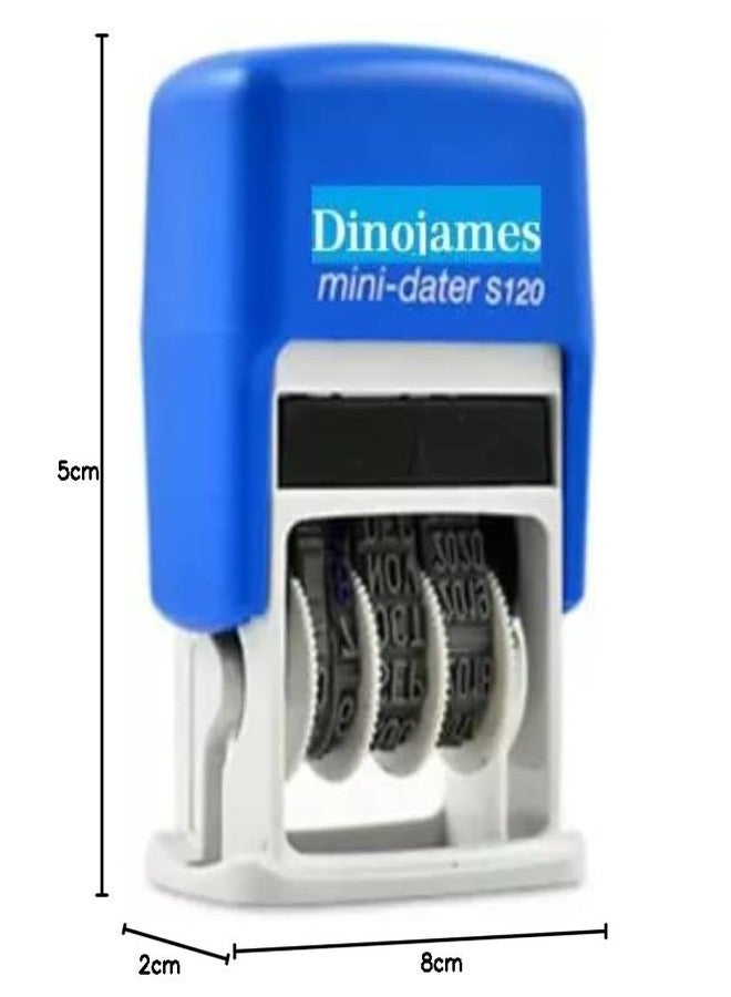 Dinojames Self Inking Mini Dater Stamp DD MM YYYY (Ink Colour -Blue) Pack of - (2) - Image 5