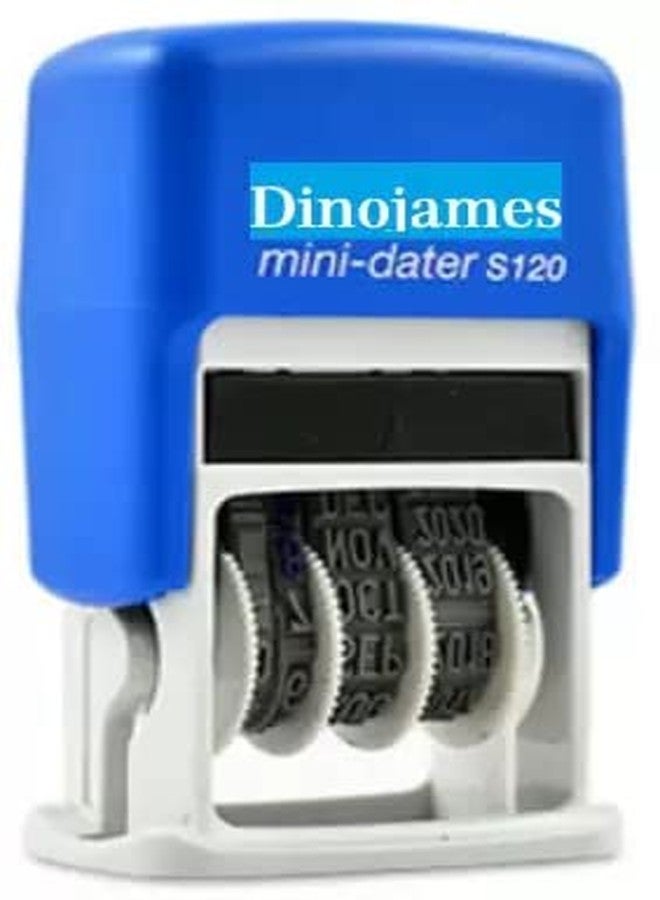 Dinojames Self Inking Mini Dater Stamp DD MM YYYY (Ink Colour -Blue) Pack of - (2) - Image 3