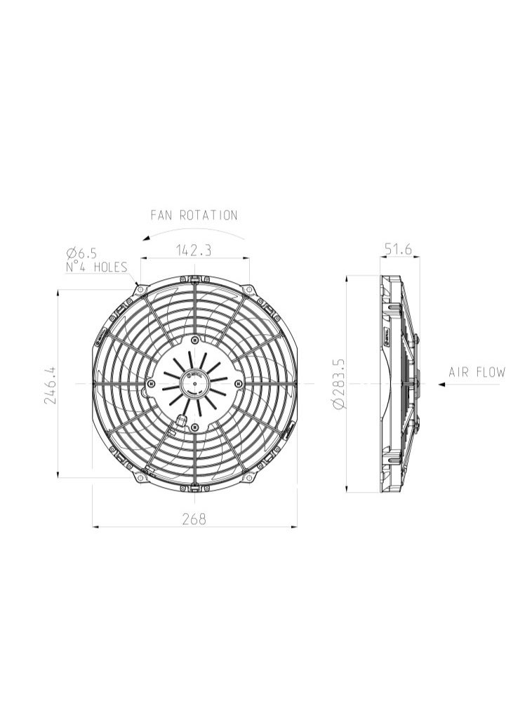 SPAL Fan 10x10 Inches Push S-Blade 12 Volt 255MM Diameter - Image 3