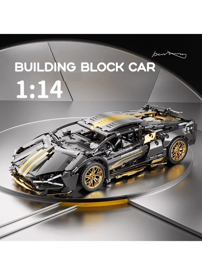 Loquat 1:14 Super Sports Car Building Blocks Sets, Technology Sports Car Model Construction Set Car Toy, Racing Car Model Building Blocks Kit, Birthday Gifts For Car Fans - Image 2