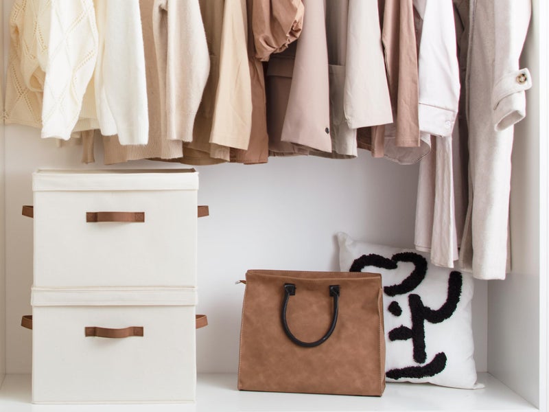 StorageWorks Fabric Storage Bins with Lid, Decorative Storage Boxes for Shelves, Stackable Closet Organizer Basket with Handles, Jumbo, Ivory White, 2-Pack - Image 4