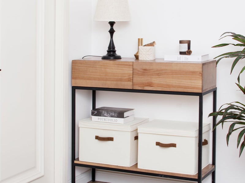 StorageWorks Fabric Storage Bins with Lid, Decorative Storage Boxes for Shelves, Stackable Closet Organizer Basket with Handles, Jumbo, Ivory White, 2-Pack - Image 5