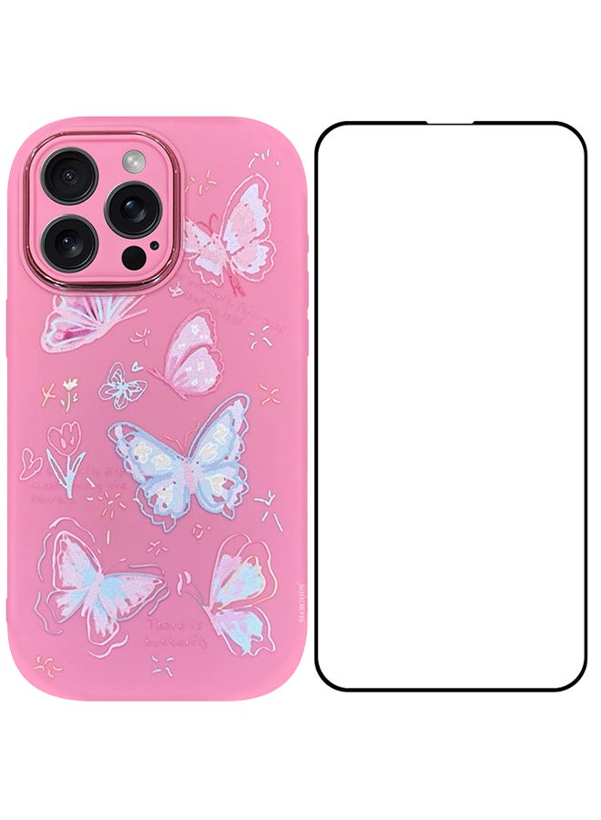 MARGOUN 2 Pack For iPhone 15 Pro Max Case Cover And Screen Protector Cartoon Case Unique Design For Women Girls With Camera Lens Protection P05 Pink5 - Image 2