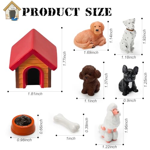 Rileryan 8PCS Miniature Dogs House Figurines Tiny Puppy Dog Sets Animal Figures Home Desk Fairy Garden Decor Cake Toppers Christmas Birthday Gift - Image 5