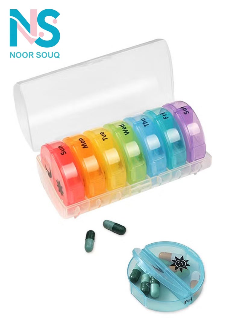 سوق نور صندوق لتخزين الأدوية لمدة 7 أيام، مناسب للسفر والسياحة. صندوق أدوية محمول، مادة صالحة للطعام، لتخزين الفيتامينات وزيت كبد سمك القد والحبوب. - Image 1