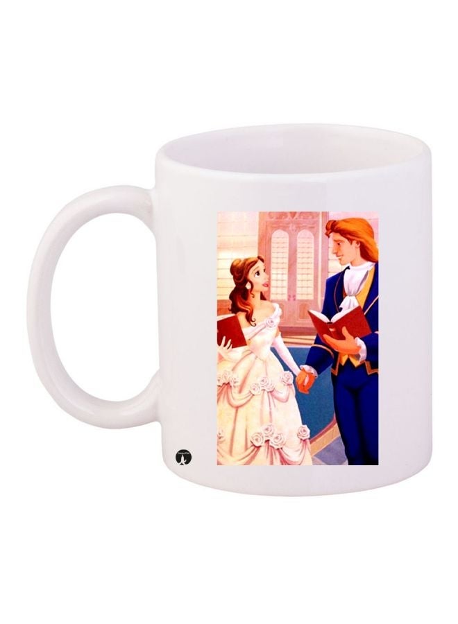 RYN Cartoon Printed Coffee Mug White/Pink/Blue 11ounce