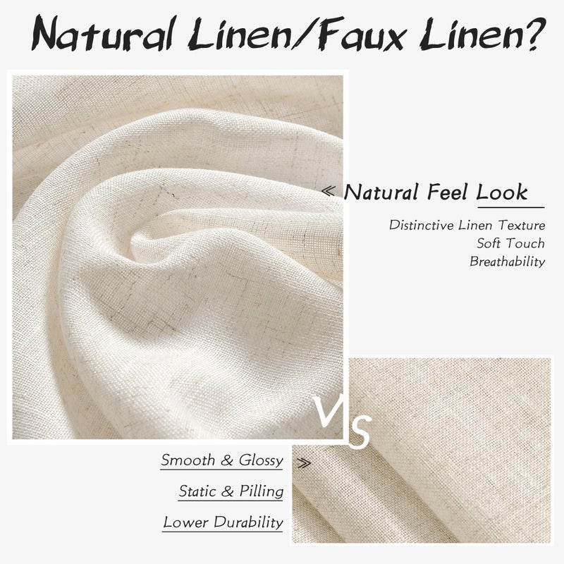 Joywell Natural Linen Cream Sheer Curtains 84 Inches Long for Living Room Bedroom Hook Belt Back Tab Pinch Pleated Light Filtering Ivory White Neutral Boho Modern Farmhouse Linen Drapes 2 Panels - Image 3