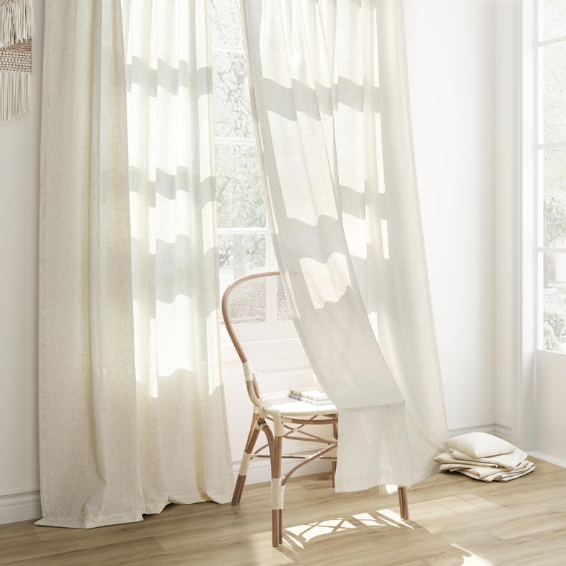Joywell Natural Linen Cream Sheer Curtains 84 Inches Long for Living Room Bedroom Hook Belt Back Tab Pinch Pleated Light Filtering Ivory White Neutral Boho Modern Farmhouse Linen Drapes 2 Panels - Image 5