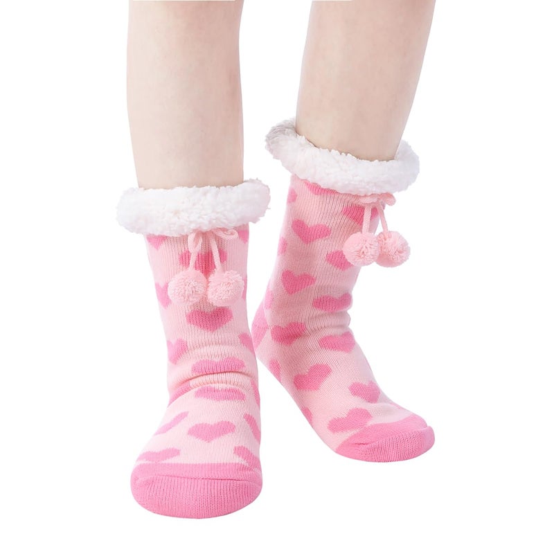Chassic Womens Cozy Slipper Socks, Soft Warm Fuzzy Non Slip Socks, Cute Heart Socks for Valentineâ€™s Day & Galentineâ€™s Day Gifts for Her - Image 3
