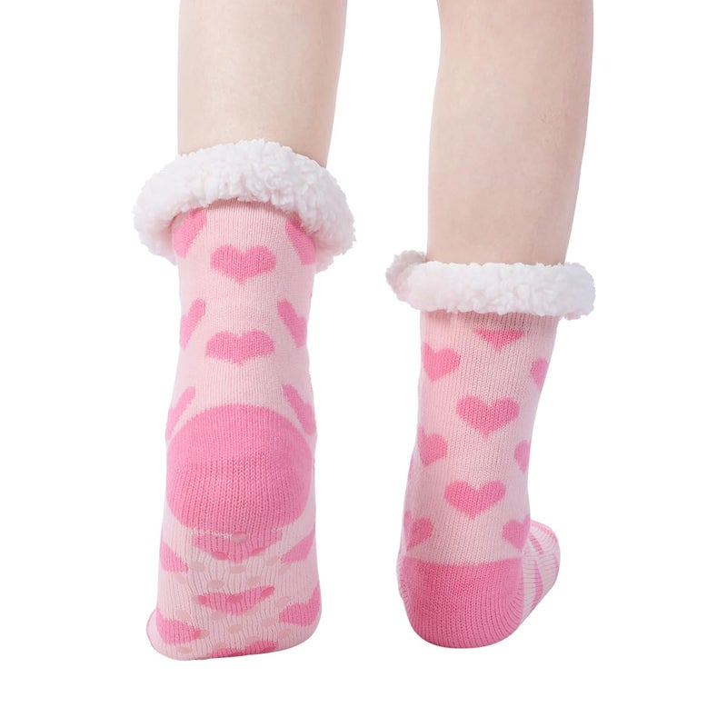 Chassic Womens Cozy Slipper Socks, Soft Warm Fuzzy Non Slip Socks, Cute Heart Socks for Valentineâ€™s Day & Galentineâ€™s Day Gifts for Her - Image 5