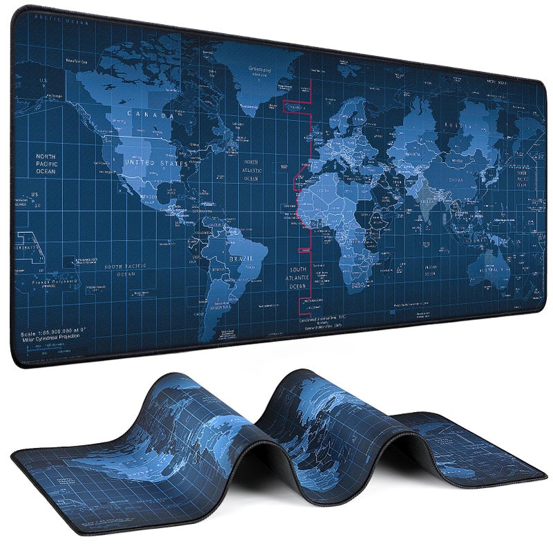 Yuhijoy Mouse Pad Gaming - Desk Mat for Keyboard and Mouse - Large Mouse Pad for Desk, World Map Mousepad (31.5 x 11.8inch) with Non-Slip Base, Desks Pad Mat for Gaming, Office and Home (Map) - Image 1