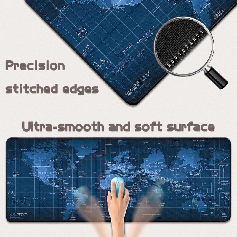 Yuhijoy Mouse Pad Gaming - Desk Mat for Keyboard and Mouse - Large Mouse Pad for Desk, World Map Mousepad (31.5 x 11.8inch) with Non-Slip Base, Desks Pad Mat for Gaming, Office and Home (Map) - Image 3