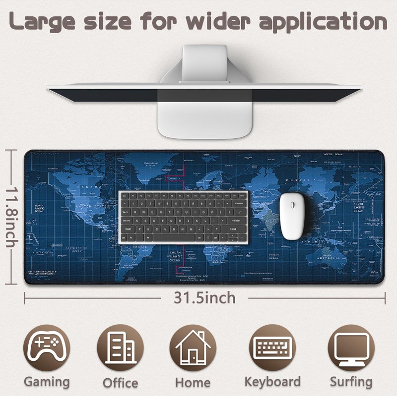 Yuhijoy Mouse Pad Gaming - Desk Mat for Keyboard and Mouse - Large Mouse Pad for Desk, World Map Mousepad (31.5 x 11.8inch) with Non-Slip Base, Desks Pad Mat for Gaming, Office and Home (Map) - Image 5