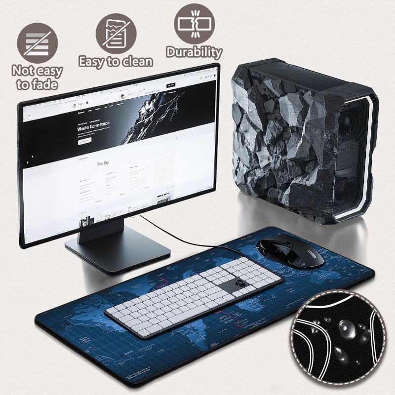 Yuhijoy Mouse Pad Gaming - Desk Mat for Keyboard and Mouse - Large Mouse Pad for Desk, World Map Mousepad (31.5 x 11.8inch) with Non-Slip Base, Desks Pad Mat for Gaming, Office and Home (Map) - Image 4