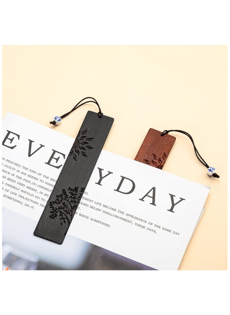 phomemo - Wood Bookmark, bookmarks for books Gift for Men Women, Book Mark Accessories (Sun and Tree) - Image 1