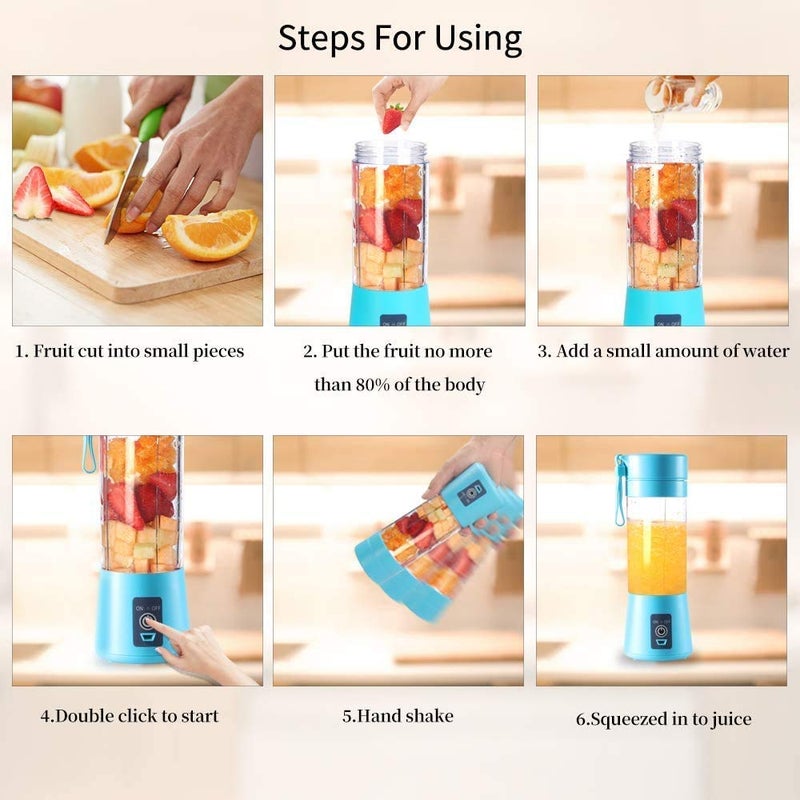 PIPALIYA Portable Electric USB Juice Maker Juicer Blender BottleGrinder Mixer6 Blades Rechargeable Bottle Multi Color - Image 5