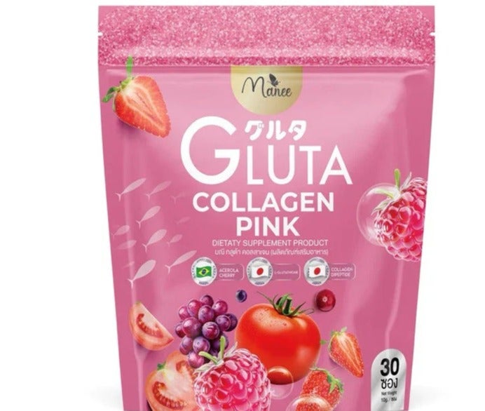 Manee Gluta Collagen Pink - Dietary Supplement for Skin Brightening & Radiance (30 Sachets) - Image 1