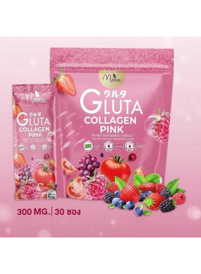 Manee Gluta Collagen Pink - Dietary Supplement for Skin Brightening & Radiance (30 Sachets) - Image 2