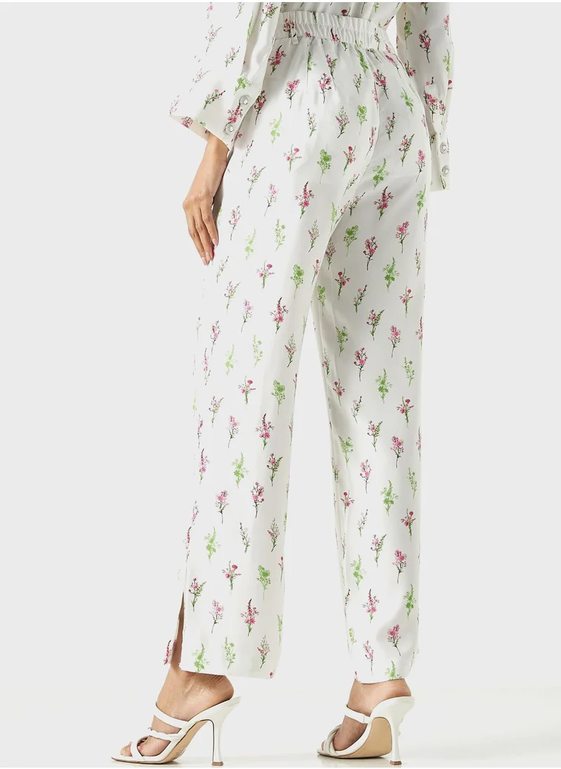 ايكونيك Side Slit Floral Pants