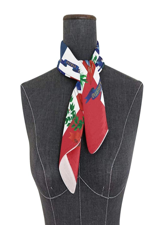 XUWU Women's Fashion Silk Scarf Dominican Republic Flag Square Satin Headscarf Neck Scarf Head Hair Wraps - Image 3
