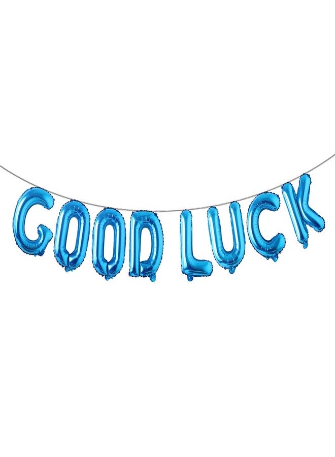 RUIANSI 16 inch Multicolor Good Luck Balloons Decorations, Foil Letter Banner Balloon for Retirement Grad Going Away Goodbye Party Supplies (GOOD LUCK Blue) - Image 1