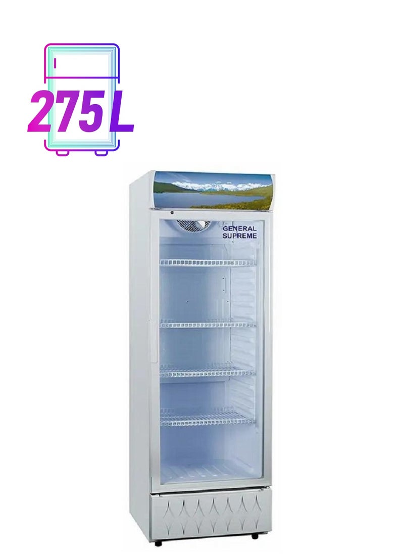 جنرال سوبريم ثلاجة عرض باب واحد زجاجي ,275 لتر ابيض 