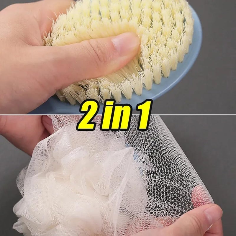DENMYRA Body Brush Long Handle, Bath Back Scrubber with Comfy Bristles and Loofah for Skin Exfoliating, Wet Brushing for Women and Men(Pink) - Image 4