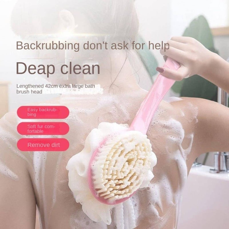 DENMYRA Body Brush Long Handle, Bath Back Scrubber with Comfy Bristles and Loofah for Skin Exfoliating, Wet Brushing for Women and Men(Pink) - Image 5