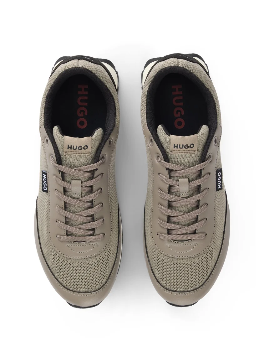 HUGO Knit-effect trainers with faux-leather trims